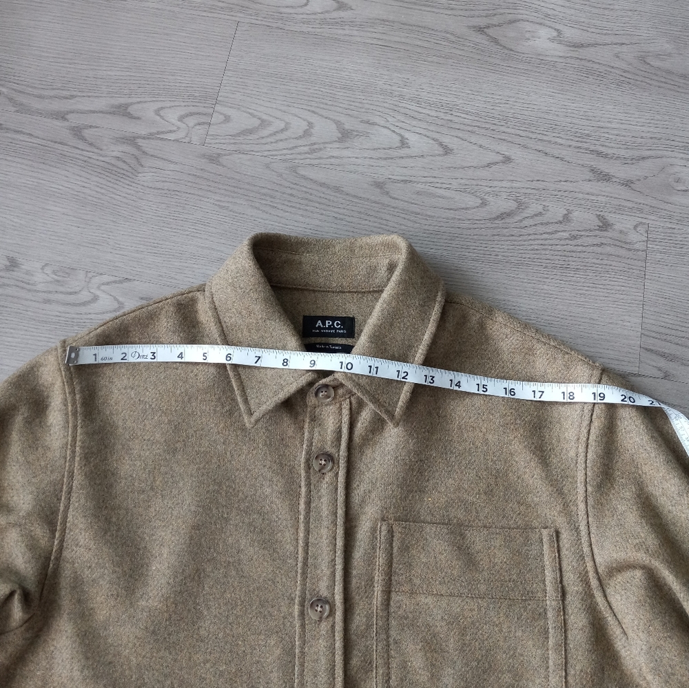 A.P.C. Men's Basile Wool Overshirt Shacket In Khaki Heather L - Picture 9 of 15